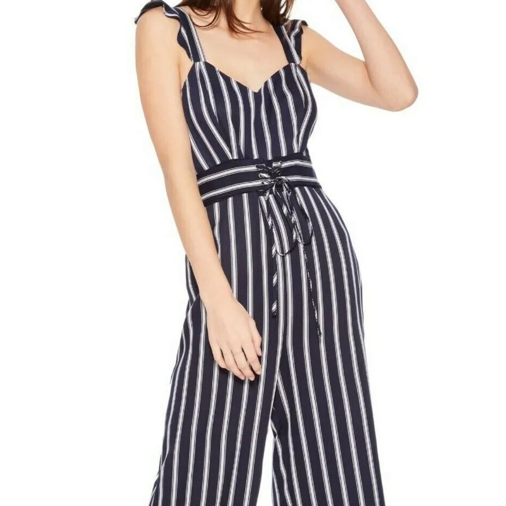 PARKER MYERS STRIPED SLEEVELESS WIDE LEG JUMPSUIT BLUE MULTI SIZE 2